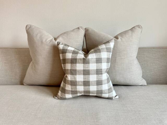 Sandy Gingham Pillow Cover 100% Linen Cotton, Modern Farmhouse - image 1