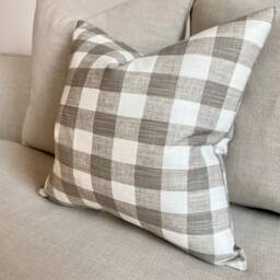 Sandy Gingham Pillow Cover 100% Linen Cotton, Modern Farmhouse - thumbnail 3