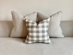 Sandy Gingham Pillow Cover 100% Linen Cotton, Modern Farmhouse - thumbnail 1