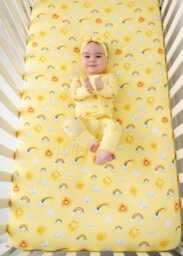 Sunshine & Rainbows Bamboo Crib Sheet, Sunshine Nursery, Rainbows Baby Super Soft Sheet - thumbnail 1