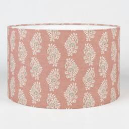 Chatsworth Linen-Blend Lampshade. Dusky Rose Pink Geometric Floral Paisley Cylinder Style Shade. 30cm & 40cm Sizes Available - thumbnail 2