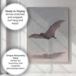 Vintage Flying Bat Scientific Wildlife Study Canvas Wall Art Print Decor Picture Ready To Hang - thumbnail 3