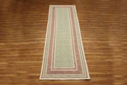 Hand Woven Cotton Kilim Runner Rug Green, Brown, Bohemian Decor - thumbnail 1