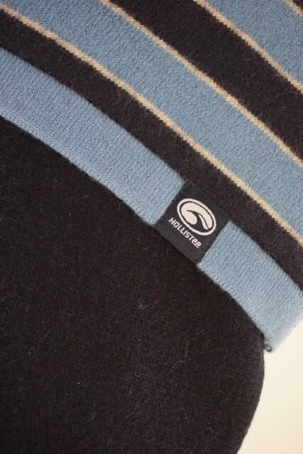Christmas Stocking Stripes Felted Wool Hollister Navy Blue Baby Sweater Recycled Repurposed Upcycled 074 - image 1
