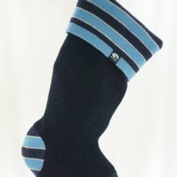 Christmas Stocking Stripes Felted Wool Hollister Navy Blue Baby Sweater Recycled Repurposed Upcycled 074 - thumbnail 2