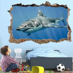Shark Wall Decal Sticker Mural Poster Print Art Kids Bedroom Decor Fm5 - thumbnail 2