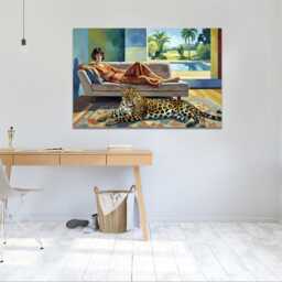 Modern Daffodil Oil Painting Canvas Print - Vibrant Yellow Floral Still Life David Hockney Inspired Wall Art Bold Impasto Flower Decor - thumbnail 3