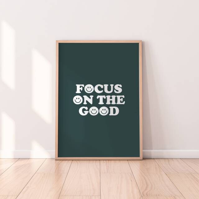 Focus On The Good Print - Positivity Print, Retro Wall Home Decor, Affirmation Minimalist Art, Gallery Wall, Unframed - image 1