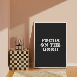 Focus On The Good Print - Positivity Print, Retro Wall Home Decor, Affirmation Minimalist Art, Gallery Wall, Unframed - thumbnail 2
