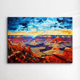 Grand Canyon Landscape Abstract Oil Painting Van Gogh Style Wall Art, Framed Canvas Poster Print, Home Kitchen Office Room Decor, Gifts - thumbnail 3