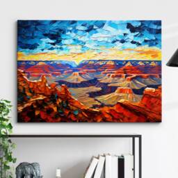 Grand Canyon Landscape Abstract Oil Painting Van Gogh Style Wall Art, Framed Canvas Poster Print, Home Kitchen Office Room Decor, Gifts - thumbnail 1