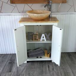 White Painted Bathroom Vanity - Golden Onyx Top & Basin - thumbnail 3