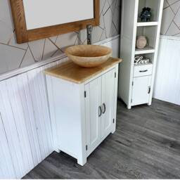 White Painted Bathroom Vanity - Golden Onyx Top & Basin - thumbnail 2