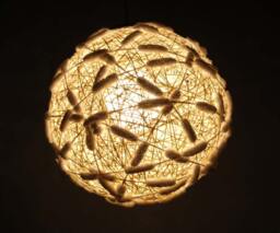 Handwoven Paper Rope Globe Pendant Light - Spherical Ceiling Fixture - thumbnail 1