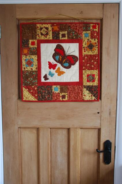 Butterfly Quilt Wall Hanging, Appliqued Cotton Fabric, 20 - image 1