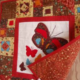 Butterfly Quilt Wall Hanging, Appliqued Cotton Fabric, 20 - thumbnail 2