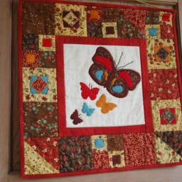 Butterfly Quilt Wall Hanging, Appliqued Cotton Fabric, 20 - thumbnail 4