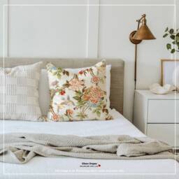 Mudan Jacobean Floral Flower Rose Birds Vintage Beige Cotton Curtain Valance, Pleated, Lined Drapery Panel Offered As Upgrades - thumbnail 4
