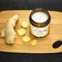 4 Oz Ginger Saffron Scented Soy Candle, Natural Wax Candles - thumbnail 2