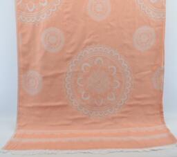 "Turkish Blanket, Salmon Color Blanket, Throw Blanket, Bed Cover, 79""x91"