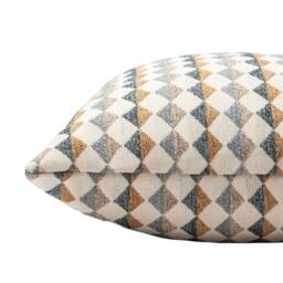 Argyle Boucle Boudoir Cushion Cover in Ochre Yellow & Grey. Modern Geometric Diamond Pattern. Cosy & Tactile Design. 17x12 - thumbnail 2