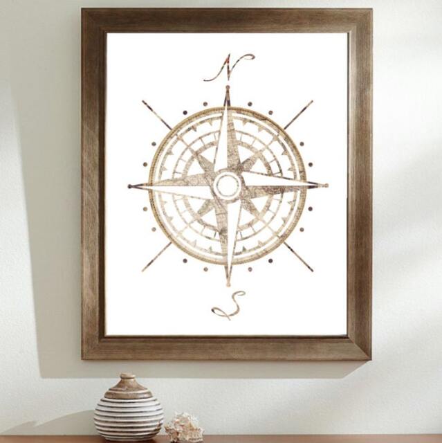 Oversized Compass Rose Cartography, Old Map, Cartographers Silhouette Art Print, Colourful Silhouette, Hipster - image 1