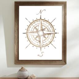 Oversized Compass Rose Cartography, Old Map, Cartographers Silhouette Art Print, Colourful Silhouette, Hipster - thumbnail 1