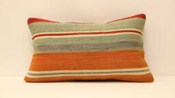 Bohemian Kilim Pillow, Sofa Throw 12x20 Naturel, Striped Ethnic Cushion Cover, Koef-300