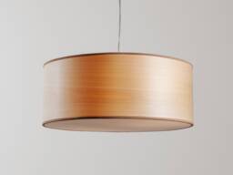 Handmade Wood Veneer Pendant Light - Modern Designer Ceiling Lamp, Natural Warm Glow - thumbnail 1
