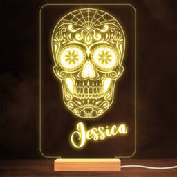 Sugar Skull Day Of The Dead Mexican Gothic Personalised Gift Lamp Night Light - thumbnail 1