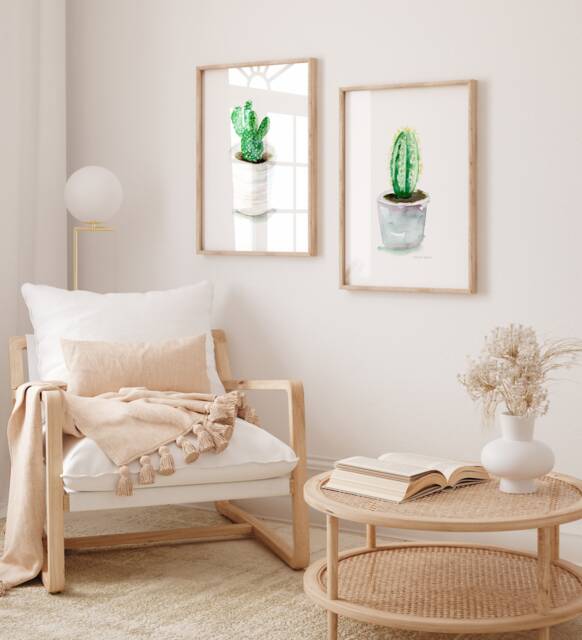Cactus Watercolor Prints, Set Of 2, Botanical Wall Art - image 1