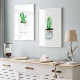 Cactus Watercolor Prints, Set Of 2, Botanical Wall Art - thumbnail 2