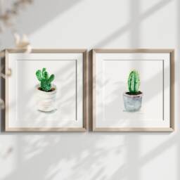 Cactus Watercolor Prints, Set Of 2, Botanical Wall Art - thumbnail 3