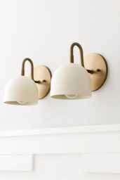 Modern Brass Bowl Wall Sconce - Handmade Dome Shade Light Fixture For Bedroom, Hallway & Living Room - thumbnail 1