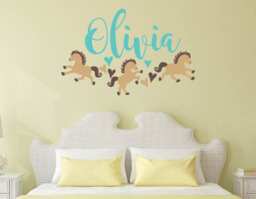 Horses Wall Decal Little Girls Love Name Horse Kids Nursery Horse Decal ~ Alphabet Garden Child065 - thumbnail 1
