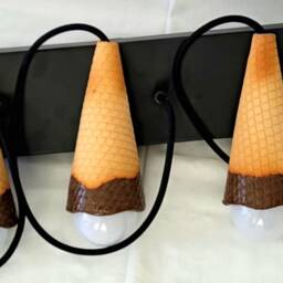 Handmade Ceramic Triple Ice Cream Cone Lamp Metal Hatch Home Decor Light Duty Tax Free - thumbnail 4