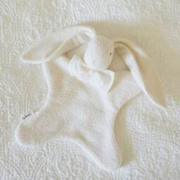 Heirloom Bunny Lovey - Personalized Gift Organic Cotton + Ivory Knit Herringbone - thumbnail 4