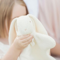 Heirloom Bunny Lovey - Personalized Gift Organic Cotton + Ivory Knit Herringbone