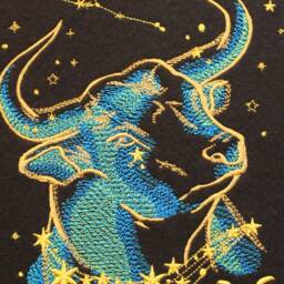 Taurus Bull Constellation Wall Art, Zodiac Gift, Stitched Embroidery Hoop - thumbnail 3