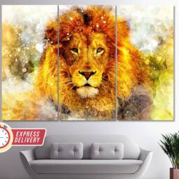 Abstract Lion Canvas Print, Paintings, Art, Photo, Wall Decor - thumbnail 3