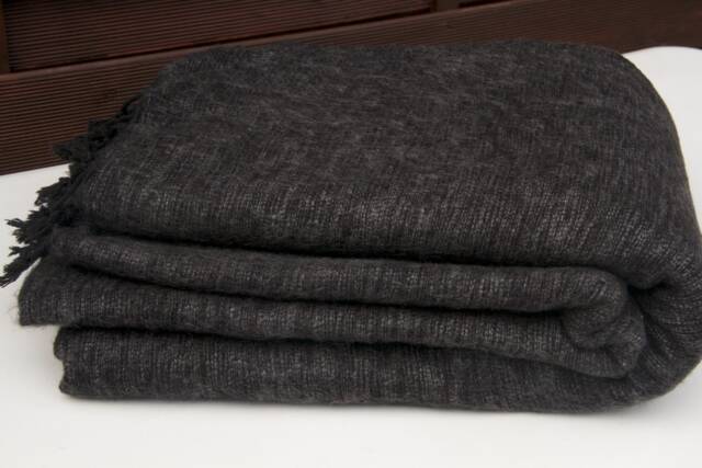 Handmade Yak Wool Blend Blanket Large Travel Wrap, Nepal - image 1