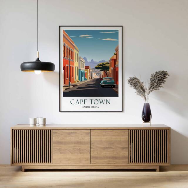 Cape Town Travel Print, Poster, South Africa Wall Art, Table Mountain Vintage Decor - image 1