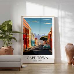 Cape Town Travel Print, Poster, South Africa Wall Art, Table Mountain Vintage Decor - thumbnail 3