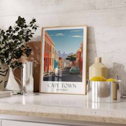 Cape Town Travel Print, Poster, South Africa Wall Art, Table Mountain Vintage Decor - thumbnail 2