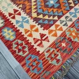 Multicolour Rug, Handmade Artisan Afghan Turkish Scandinavian Navajo Bohemian Flatweave Wool Kilim 157x113 cm - thumbnail 2
