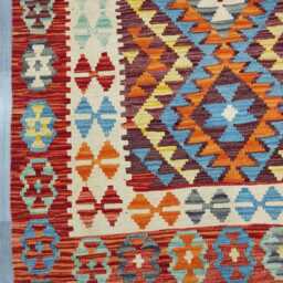 Multicolour Rug, Handmade Artisan Afghan Turkish Scandinavian Navajo Bohemian Flatweave Wool Kilim 157x113 cm - thumbnail 4