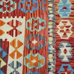 Multicolour Rug, Handmade Artisan Afghan Turkish Scandinavian Navajo Bohemian Flatweave Wool Kilim 157x113 cm - thumbnail 3
