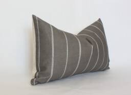Brown Lumbar Pillow, Chocolate Throw Pillow Cover, Striped Dark - - thumbnail 1