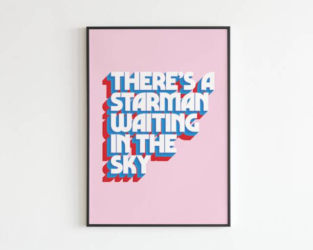 Db Inspired - Theres A Starman Waiting in The Sky Lyrics Music A3 A4 A5 Wall Art Poster Print Gift