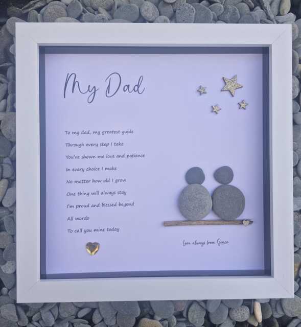 Personalised Dad Gift From Son Or Daughter Pebble Picture, Pebble Frame, , Birthday Present, Fathers Day - image 1